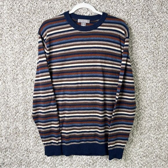 Daniel Cremieux Sweater Men’s XL Multi Striped 100% Wool Pullover Crew Neck - Picture 1 of 4